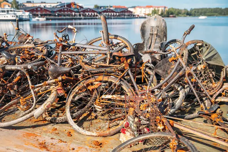 Bicycles pulled out of the canals in Amsterdam