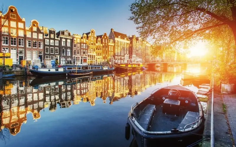 Boats in the Amsterdam canals