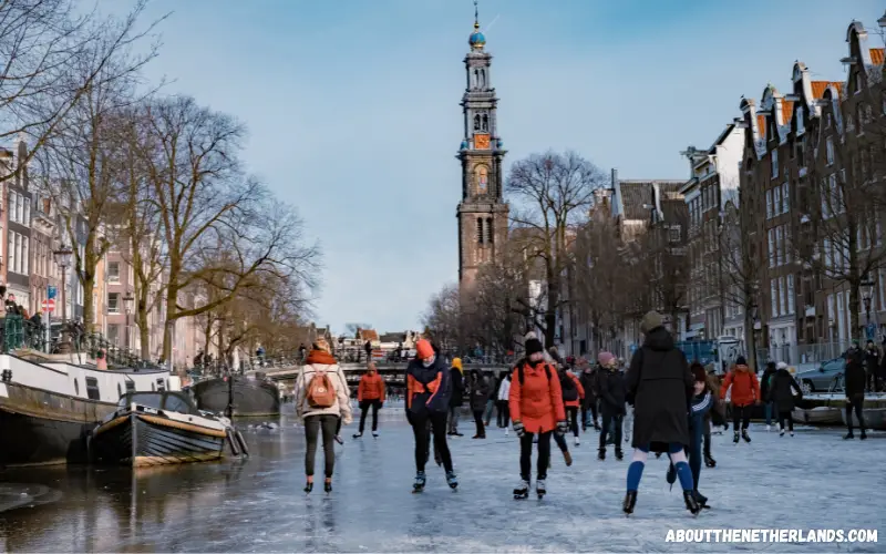 Ice skating on Amsterdam canals