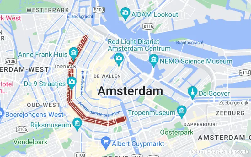 Prinsengracht Amsterdam map overview