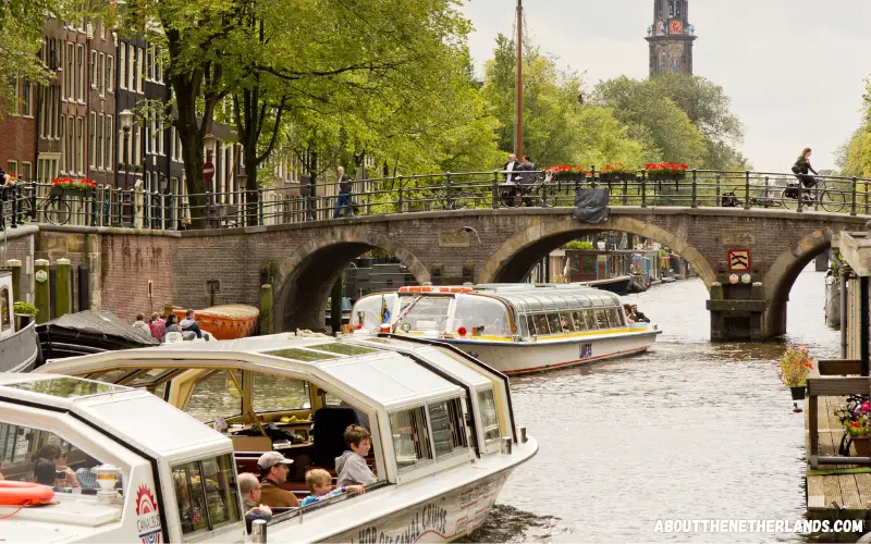 Two canal boats in Amsterdam