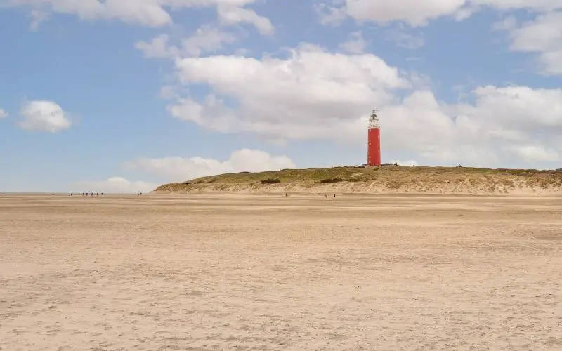 Visiting Texel Island - Beach view with lighthouse in the distance