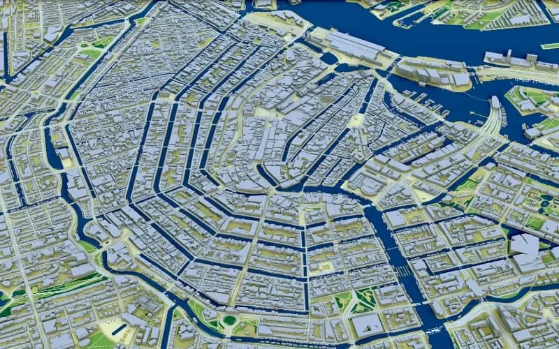 3D map of all canals in Amsterdam